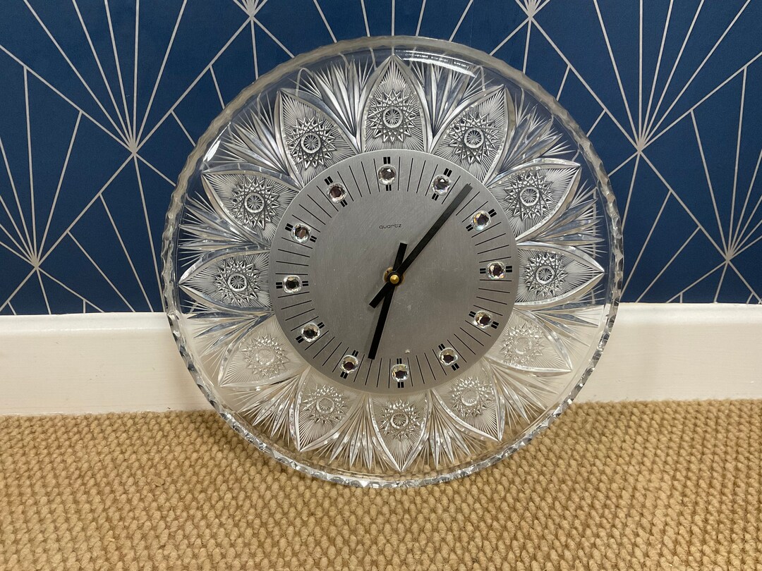 Quartz Glass Round Clock Etsy