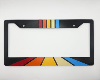 Classic Retro Stripe License Plate Frame | Black Vintage-Inspired Car Frame | Made to Order