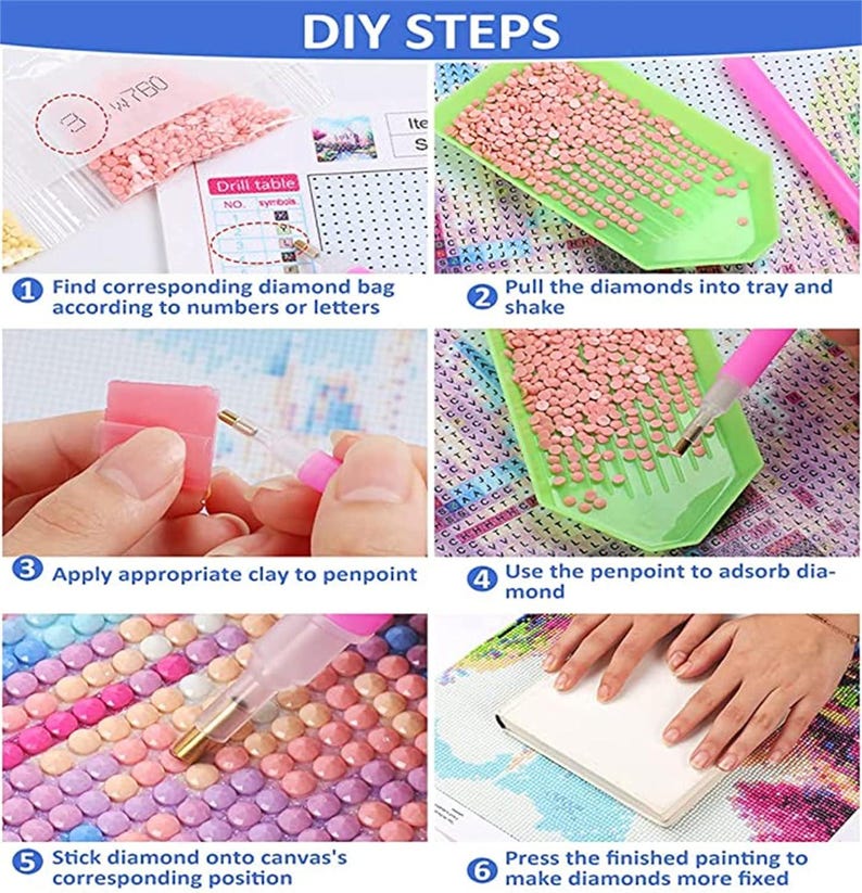 5D Diamond Painting Kit 4 Elephant DIY Art Kids Adults Full Round Drill ...