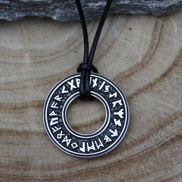 Elder futhark runes wheel norse viking pagan amulet necklace by Iphellkear