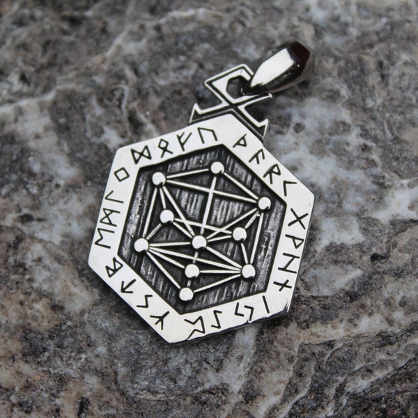 Odin's runic compass protection runes norse viking pagan cosmos pendant by Iphellkear