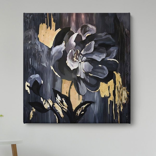 Gold Flower Wall Art Etsy