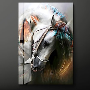 Horse Tempered Glass Wall Art, Animals Glass Wall Decor, Horse Portrait Glass Wall Hanging, Ready to Hang