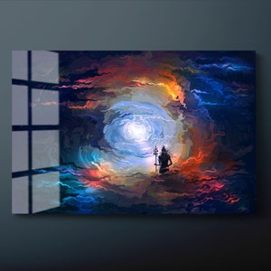 Lord Shiva Tempered Glass Wall Art, Shiva Hinduism Glass Wall Decor, Hindu God Glass Wall Hanging, Ready to Hang
