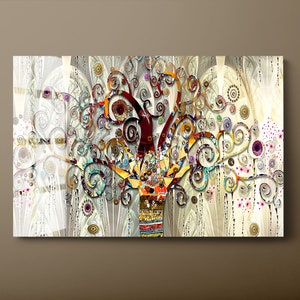 Tree of Life Tempered Glass Wall Art, Gustav Klimt Glass Wall Decor, Modern Inspiring Life of Tree Glass Wall Hanging, Ready to Hang