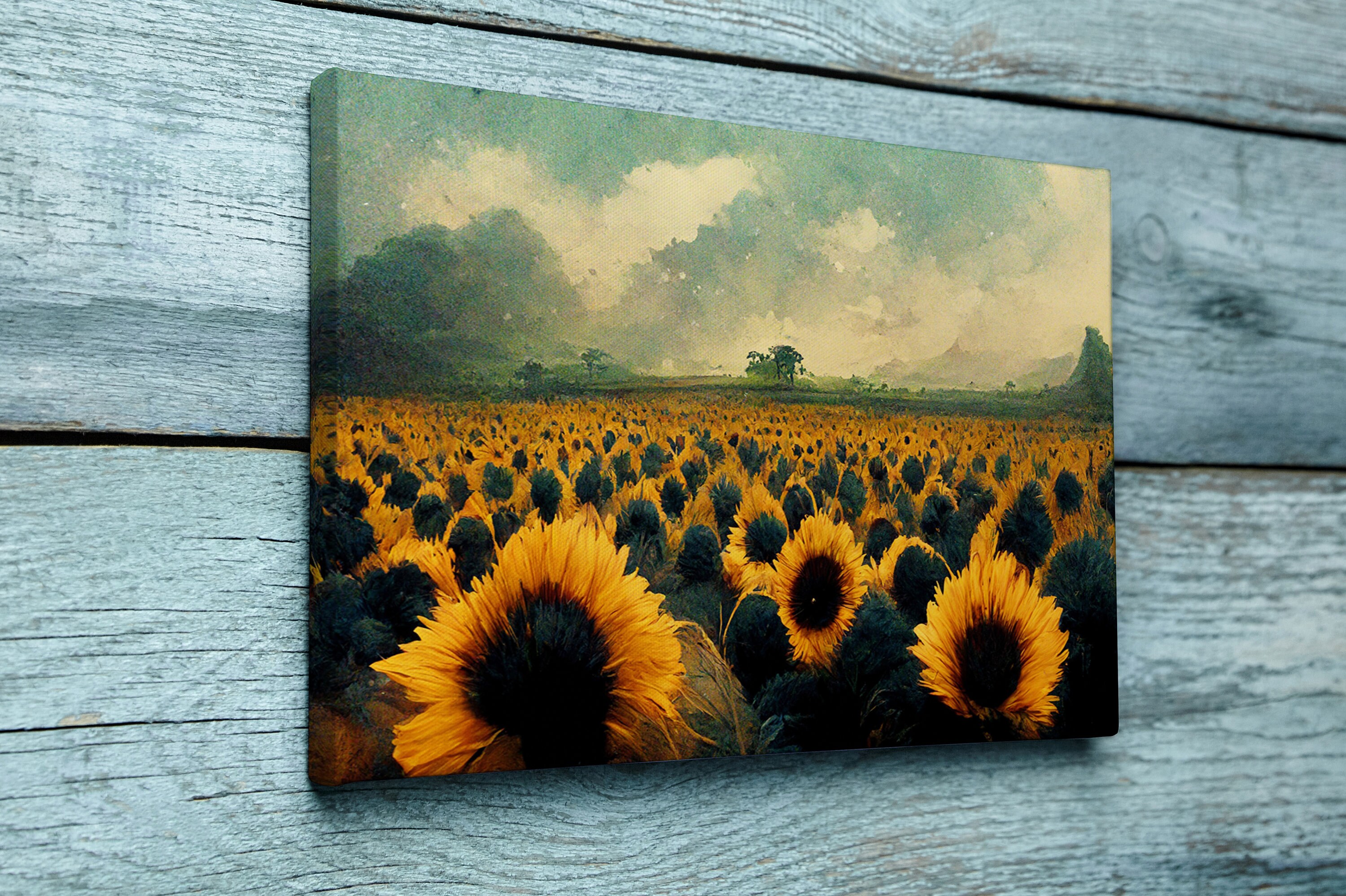 Sunflower Canvas Wall Art Sunflower Field Canvas Painting Etsy