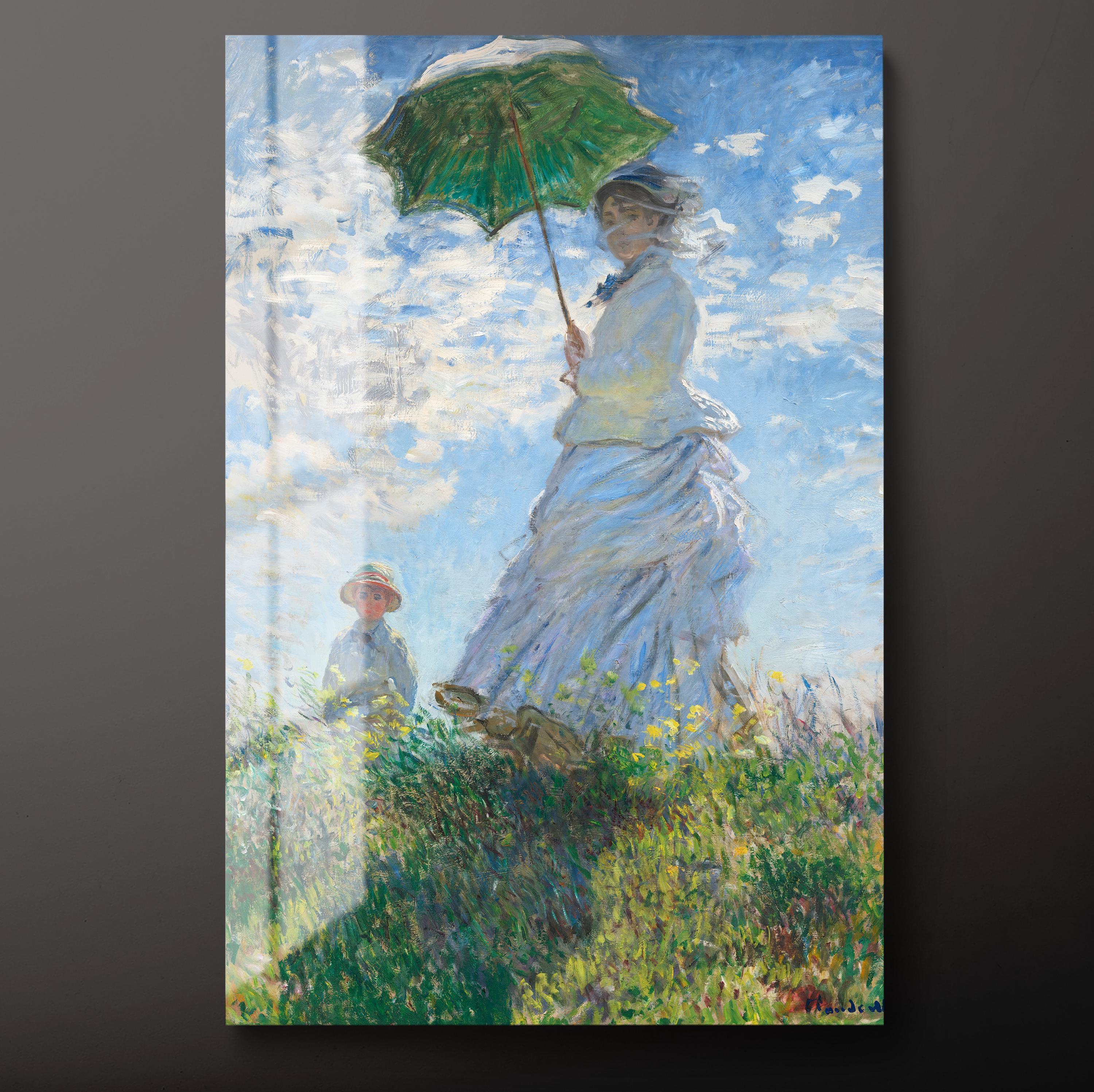 モネ印象派絵画：日傘をさす女性強化ガラス壁パネル - Etsy 日本