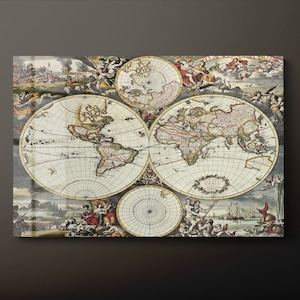 Vintage wereldkaart gehard glas kunst aan de muur, vintage kaart van de wereld glazen wand decor, geografische wereldkaart glazen wand hangend, klaar om op te hangen