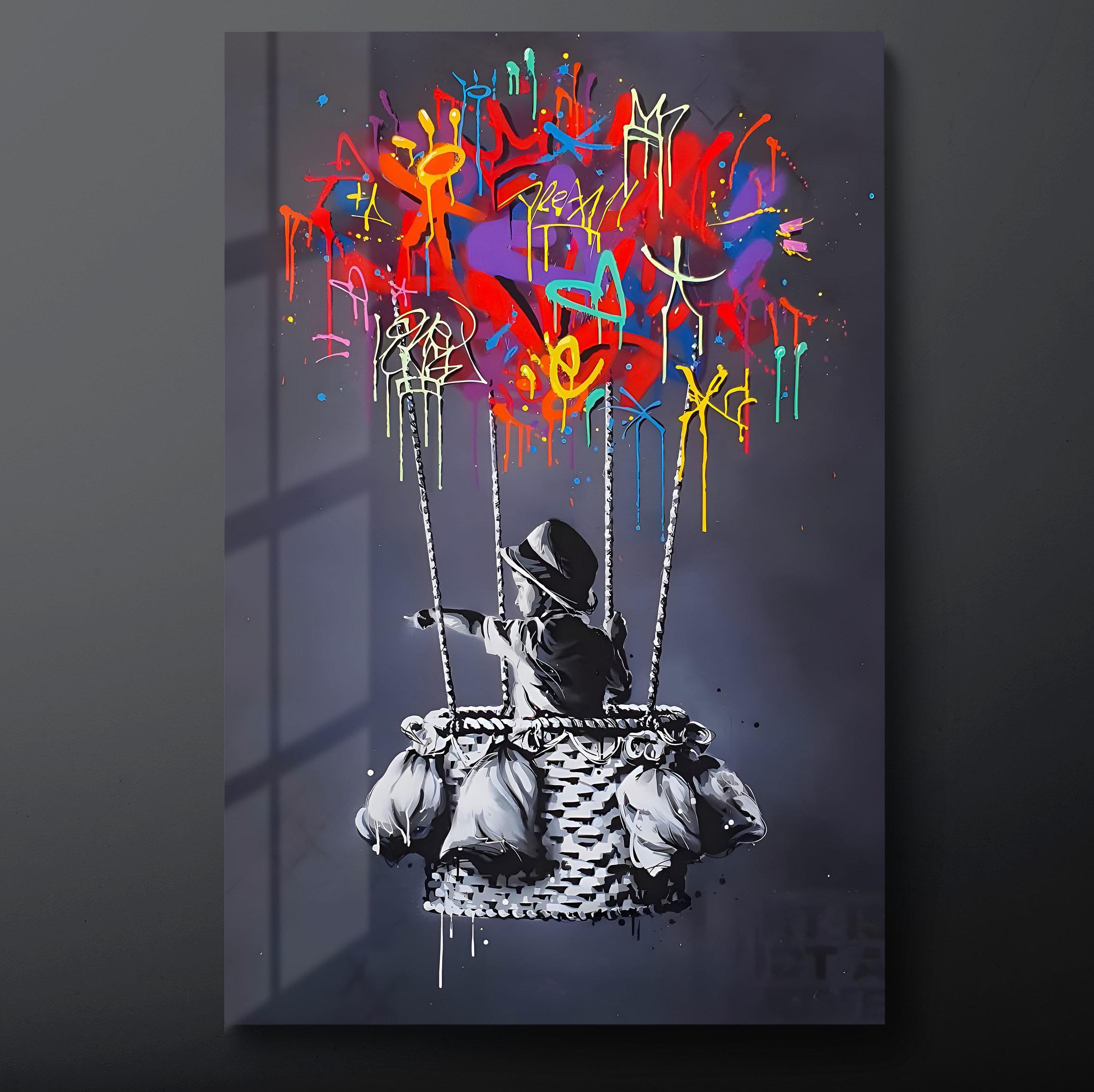Banksy Child With Balloon Graffiti Tempered Glass Wall Art- - Etsy