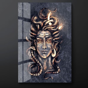 Lord Shiva Tempered Glass Wall Art, Shiva Hinduism Glass Wall Decor, Shiva Gurudeva Glass Wall Hanging, Ready to Hang