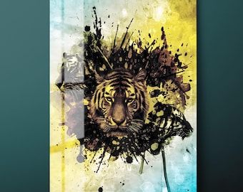 Colorful Lion Tempered Glass Wall Art: Abstract Animal Decor-
