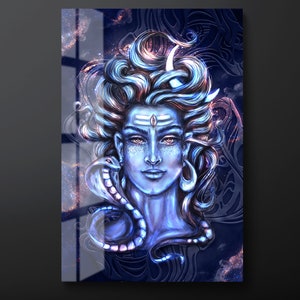 Lord Shiva Tempered Glass Wall Art, Shiva Hinduism Glass Wall Decor, Shiva Gurudeva Glass Wall Hanging, Ready to Hang