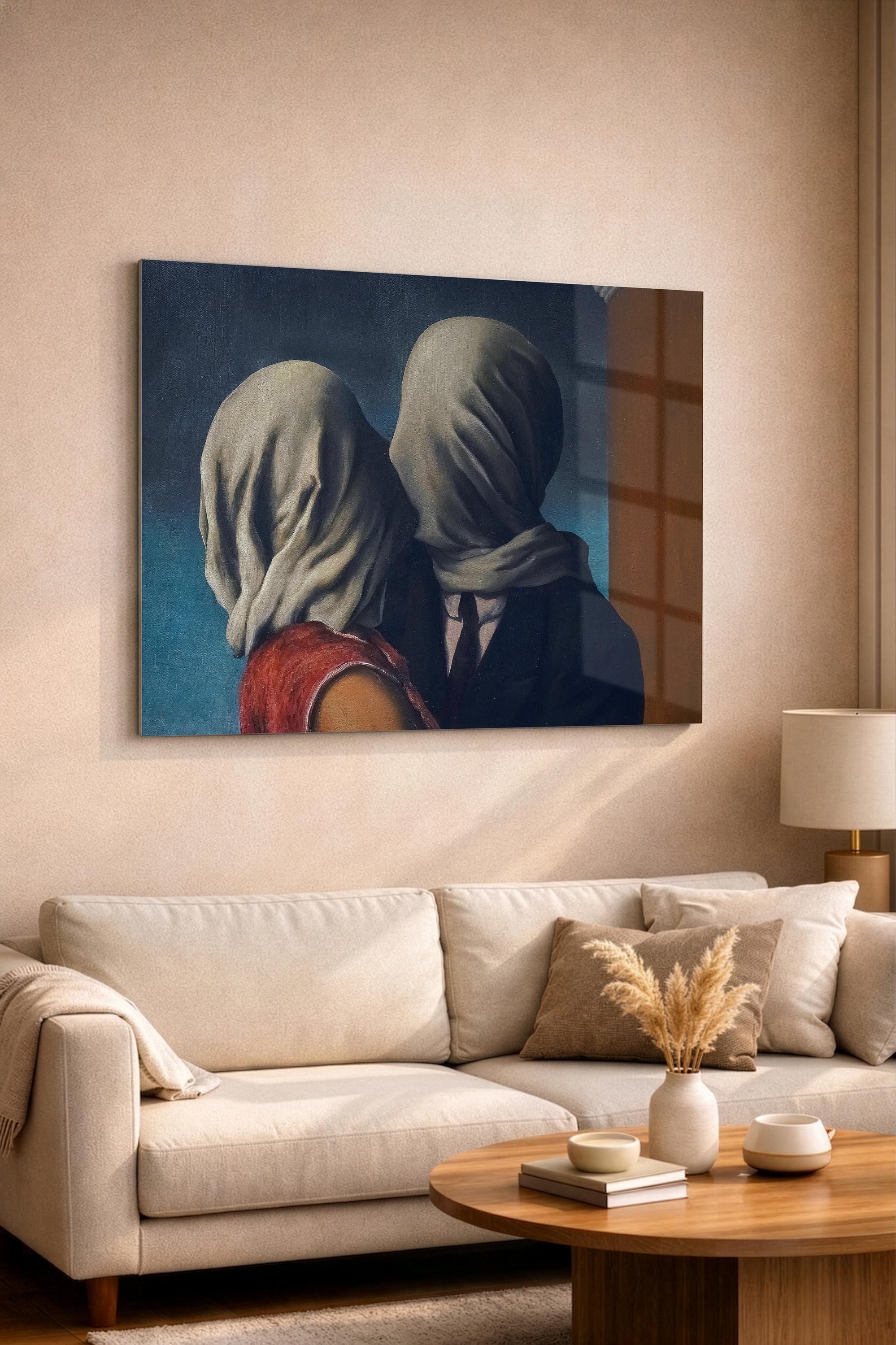 Rene Magritte 'the Lovers II' Tempered Glass Wall Art- - Etsy