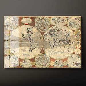 Vintage wereldkaart gehard glas kunst aan de muur, vintage kaart van de wereld glazen wand decor, geografische wereldkaart glazen wand hangend, klaar om op te hangen