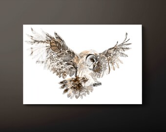 Szklana sztuka ścienna z motywem latającej sowy: Dekoracja nocnej sowy