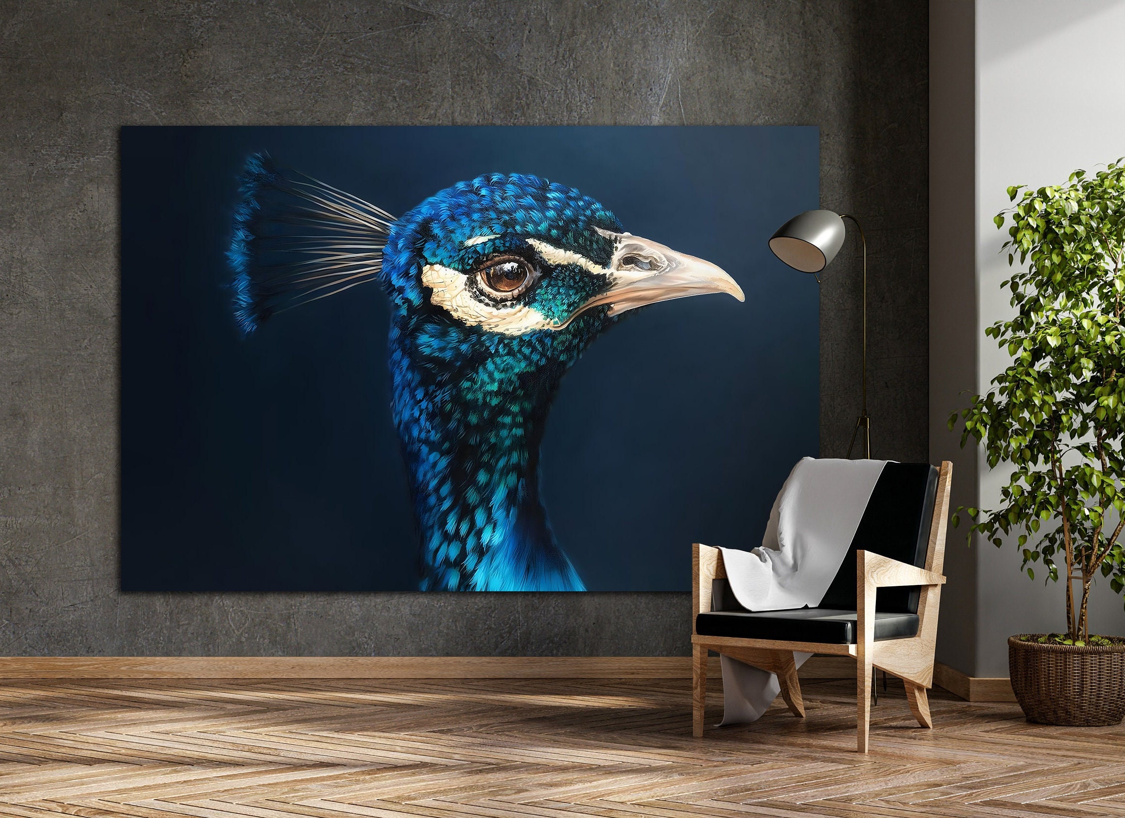 Peacock Canvas Wall Art Peacock Wallpaper Canvas Print Etsy