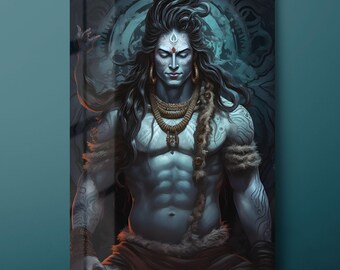 Lord Shiva Tempered Glass Wall Art: Hindu God Decor-