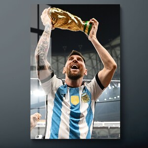 Lionel Messi Tempered Glass Wall Art, World Cup Glass Wall Decor, Football Player Glass Wall Hanging, Ready to Hang
