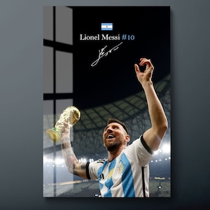 Lionel Messi Tempered Glass Wall Art, World Cup Glass Wall Decor, Football Player Glass Wall Hanging, Ready to Hang