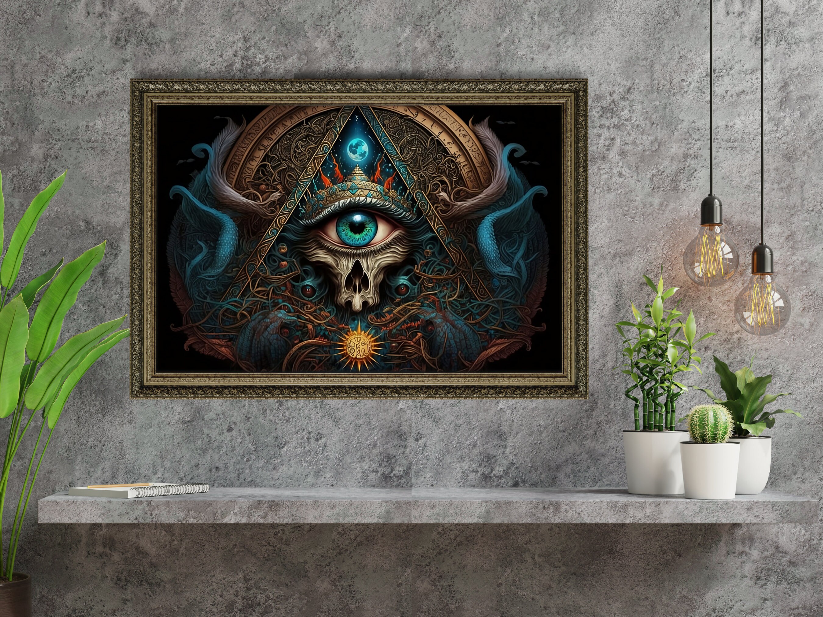 Abstract Occult Illuminati Glossy Metal Print, Mythical Art Print ...