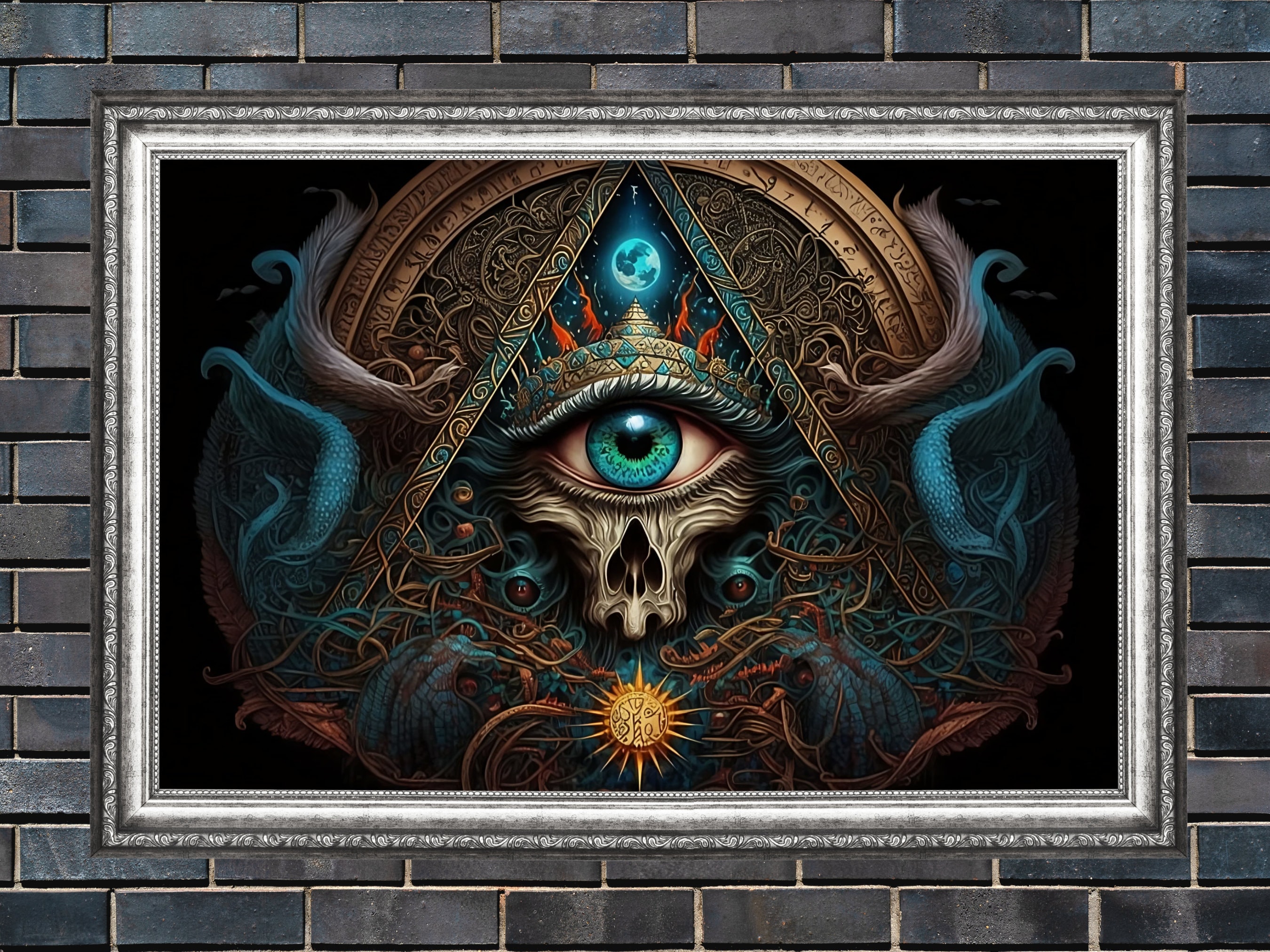 Abstract Occult Illuminati Glossy Metal Print, Mythical Art Print ...