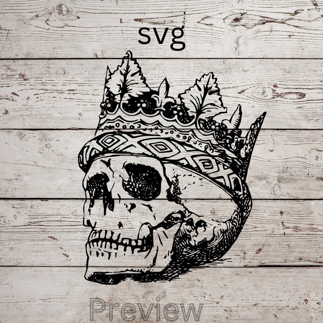Skull With Crown SVG Print Etsy