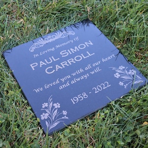 Custom Memorial Stone Black Granite Personalized 12x6 12x12 18x12 24x12 Memorial Grave Marker Headstone Condolences Garden Marker Thin Thick