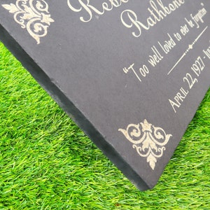 Slate Inscriptions Custom Laser Engraved Gray Slate Memorial Stone, Garden Grave Marker - Etsy