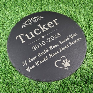 Custom Round Pet Memorial Slate Stone, Personalized 12&quot; Dog Memorial Stone, Pet Grave Marker for Pet Dog Cat Horse Grave Stone Pet Headstone