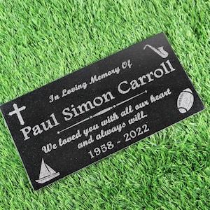 Custom Memorial Stone Black Granite Icon Design Personalized 6x12 12x12 12x18 12x24 Memorial Grave Marker Headstone Condolence Garden Marker