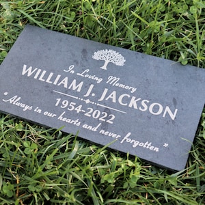 Custom Memorial Gray Slate Stone, Personalized 6x12 12x12 12x18 12x24 Memorial Grave Marker Headstone, Condolences Garden Marker