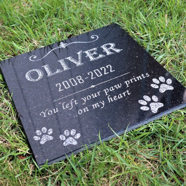 Custom Pet Memorial Stone Black Granite Personalized 12x6 12x12 18x12 24x12 Dog Memorial Pet Grave Marker for Dog Cat Horse Lizard Headstone
