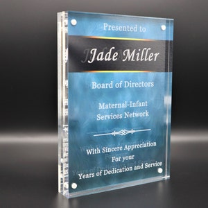 Personalized Crystal Award Acrylic Plaque, Recognition Award, Corporate Crystals Trophy Award Employee Years of service Retirement Gift