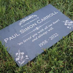 Custom Memorial Gray Slate Stone, Personalized 6x12 12x12 12x18 12x24 Memorial Grave Marker Headstone, Condolences Garden Marker