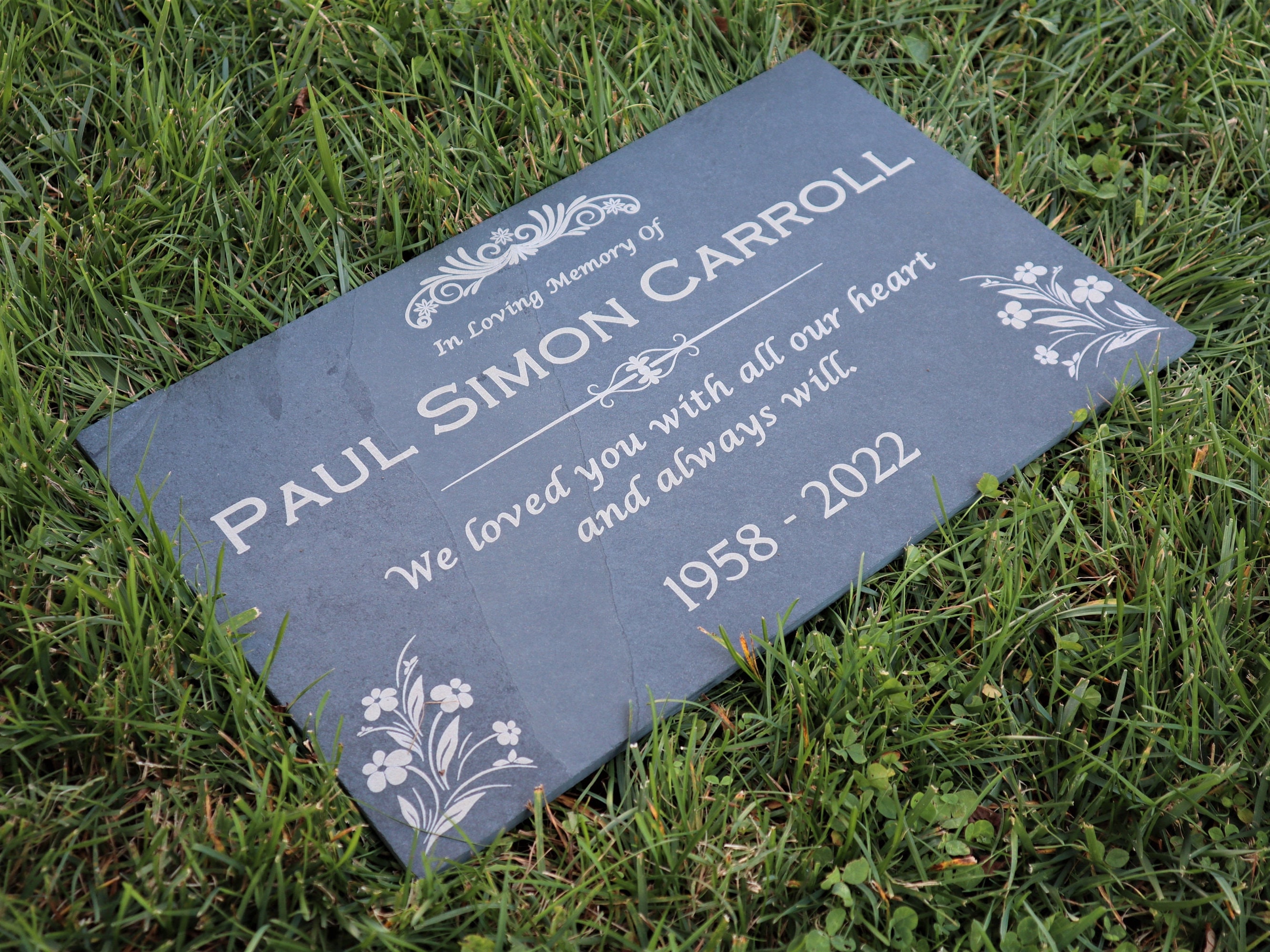 Custom Memorial Gray Slate Stone, Personalized 6x12 12x12 12x18 12x24 Memorial Grave Marker Headstone, Condolences Garden Marker