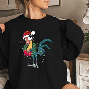 Funny Disney Moana Santa Hei Hei Portrait Christmas Light D1116 Holiday Trip Unisex T-shirt, Sweatshirt, Family Birthday Gift image 2