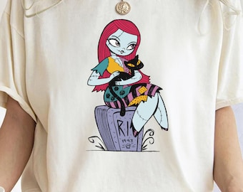 Disney The Nightmare Before Christmas Sally and Cat FE1291 Holiday Trip Unisex T-shirt, Sweatshirt, Family Birthday Gift