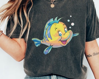 Disney The Little Mermaid Cute Flounder WS1046 Magic Kingdom Holiday Trip Unisex T-shirt, Sweatshirt, Family Birthday Gift Adult Kid Toddler