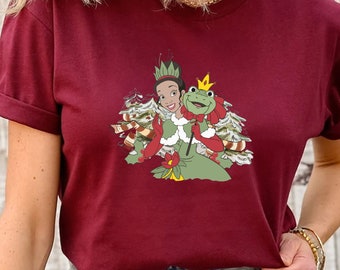 Disney Princess And Frog Christmas Costume_WS1009 Magic Kingdom Holiday Trip Unisex T-shirt Family Birthday Gift Adult Kid Toddler Tee