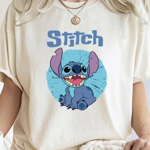 Disney Stitch Cool Distressed Circle Background Retro WS1028 Magic Kingdom Holiday Trip Unisex T-shirt, Sweatshirt, Family Birthday Gift Kid image 1