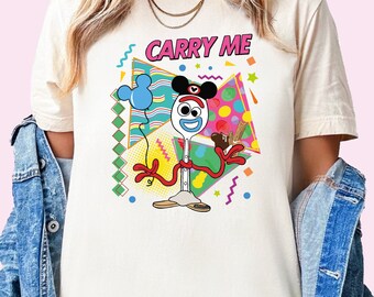 Funny Forky Carry Me Mickey Balloon Retro WS1103 Magic Kingdom Holiday Trip Unisex T-shirt, Sweatshirt, Family Birthday Gift Adult Kid Tee