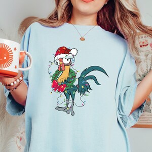 Funny Disney Moana Santa Hei Hei Portrait Christmas Light D1116 Holiday Trip Unisex T-shirt, Sweatshirt, Family Birthday Gift image 5