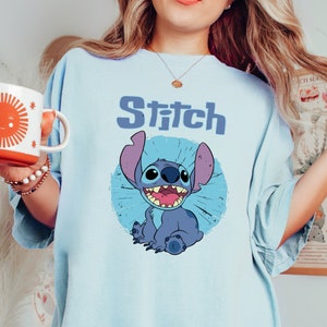 Disney Stitch Cool Distressed Circle Background Retro WS1028 Magic Kingdom Holiday Trip Unisex T-shirt, Sweatshirt, Family Birthday Gift Kid image 2