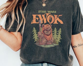 Camiseta unisex de Star Wars Wicket Ewok Endor Forest Summer Camp Retro_E1220 para viaje de vacaciones, sudadera, regalo de cumpleaños familiar, camiseta para niños y niños pequeños