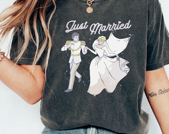 Camiseta unisex de viaje de vacaciones, sudadera, regalo de cumpleaños familiar, Disney Cenicienta Príncipe y princesa recién casados Retro_E1025
