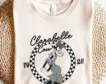 Divertida Clarabelle Vaca 1928 Tablero de ajedrez Vintage WS1079 Magic Kingdom Holiday Trip Camiseta unisex, sudadera, regalo de cumpleaños familiar niño adulto