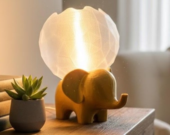 Elephant Nursery Lamp | Safari Baby Shower Gift | Jungle Theme Night Light | Kids Room Decor
