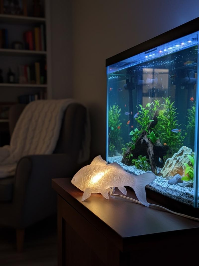 Goldfish Lamp & Koi Fish Lantern | Faux Stained Glass Desk Light ...