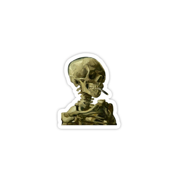 Van Gogh - Skull of a Skeleton with Burning Cigarette die cut sticker
