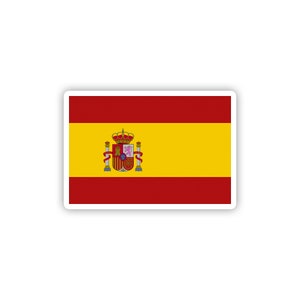 Pegatina de bandera de España (vinilo de Madrid español para automóviles,  camiones, computadoras portátiles y refrigeradores (3 x 5.5 pulgadas)